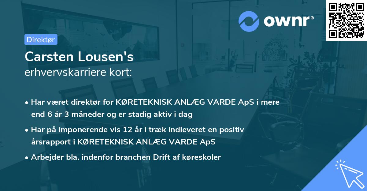 Carsten Lousen's erhvervskarriere kort