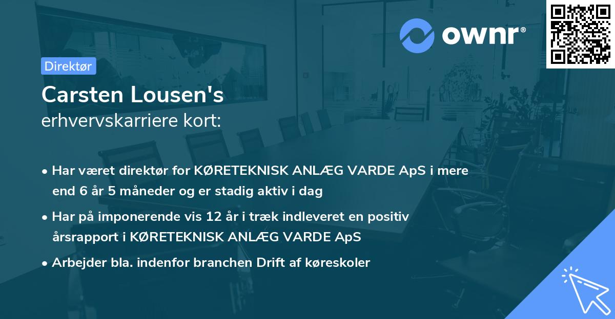 Carsten Lousen's erhvervskarriere kort