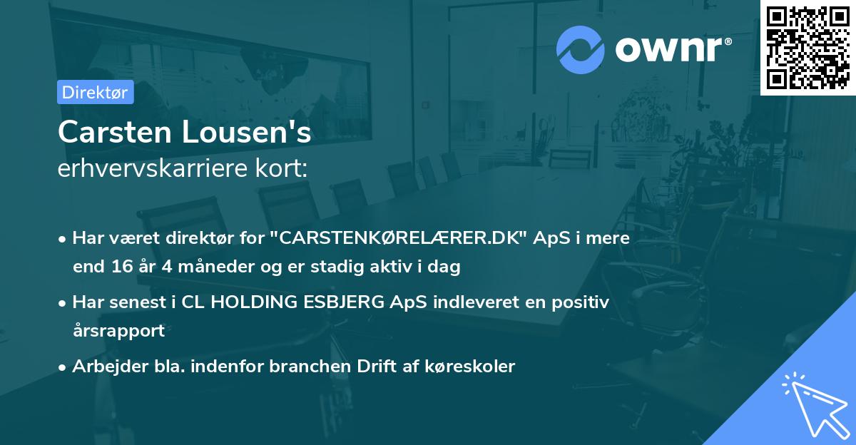 Carsten Lousen's erhvervskarriere kort