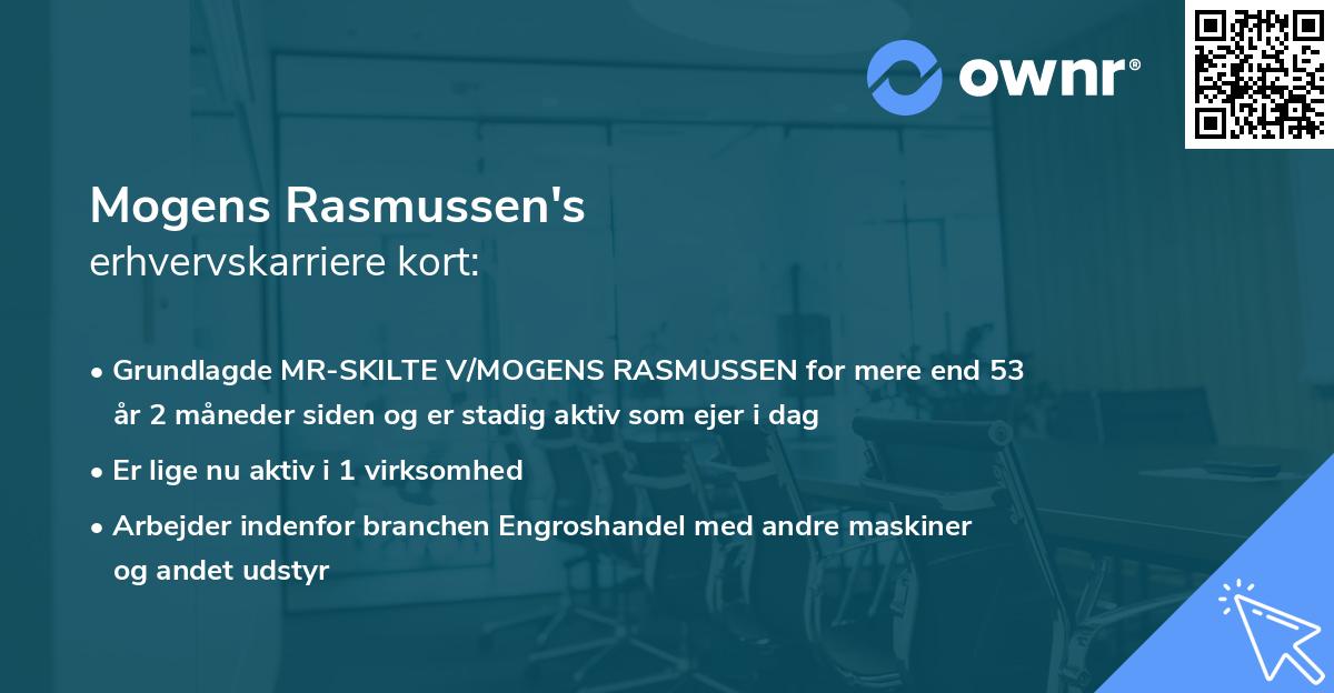 Mogens Rasmussen's erhvervskarriere kort