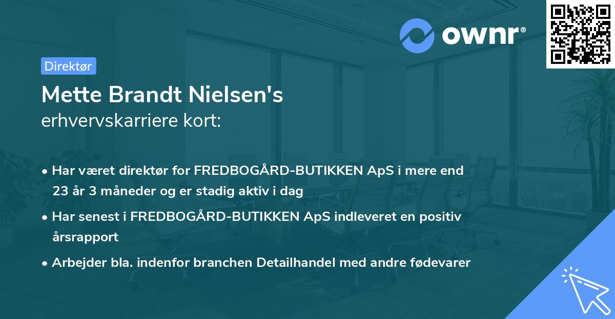 Mette Brandt Nielsen's erhvervskarriere kort