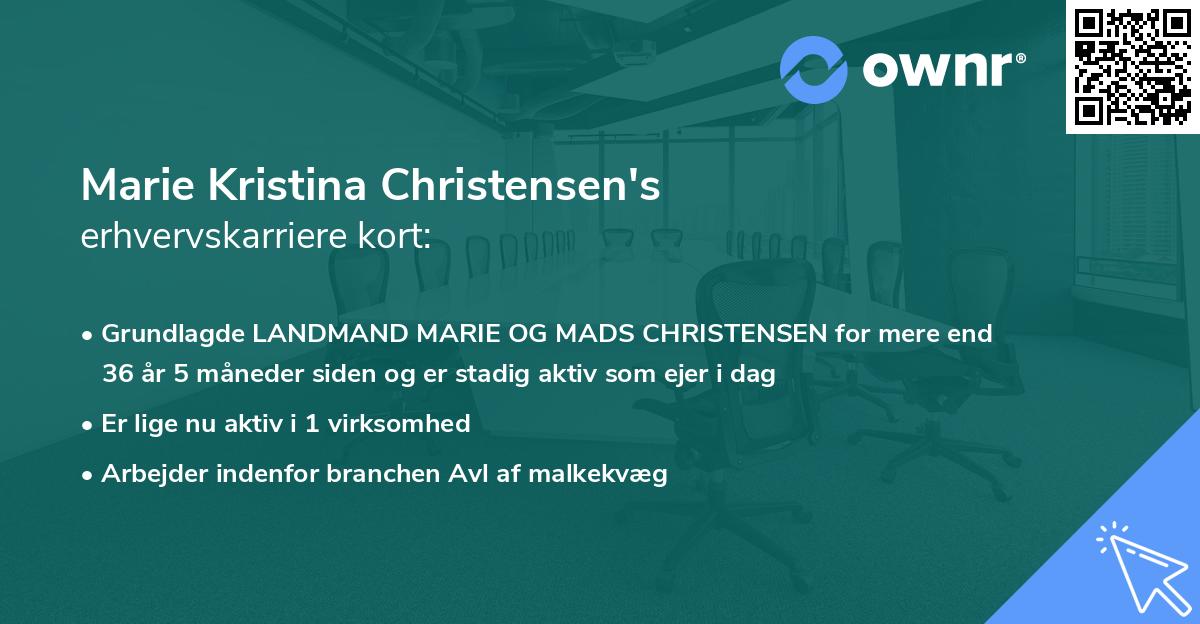 Marie Kristina Christensen's erhvervskarriere kort