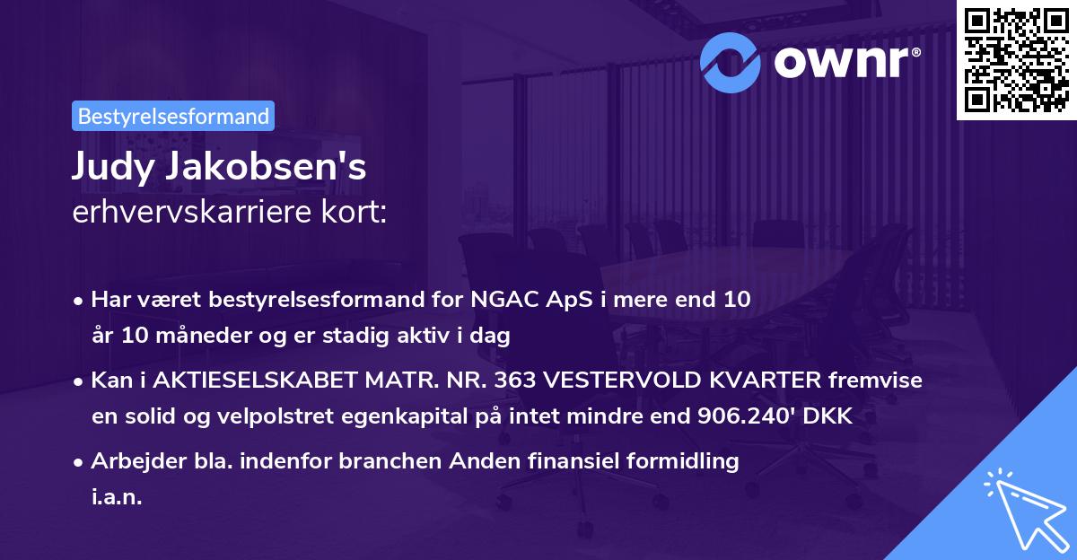 Judy Jakobsen's erhvervskarriere kort