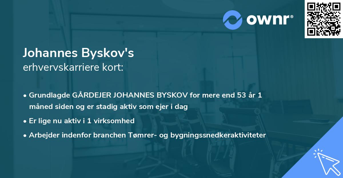 Johannes Byskov's erhvervskarriere kort