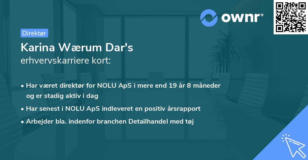 Karina Wærum Dar's erhvervskarriere kort