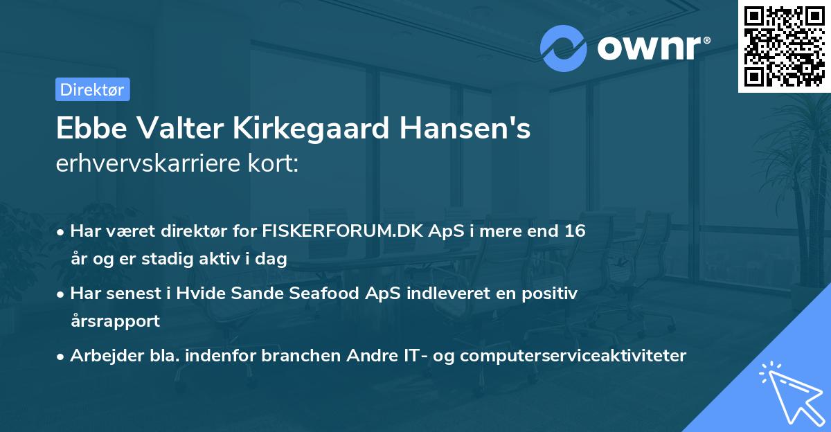 Ebbe Valter Kirkegaard Hansen's erhvervskarriere kort