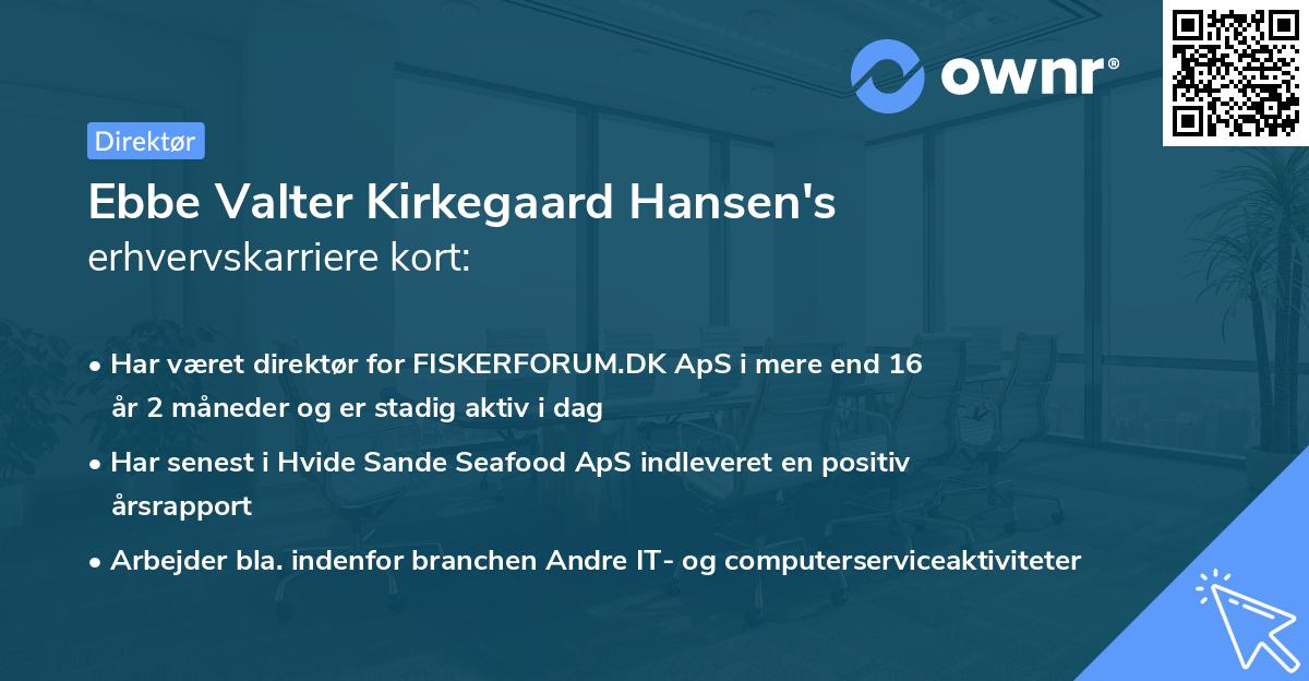 Ebbe Valter Kirkegaard Hansen's erhvervskarriere kort