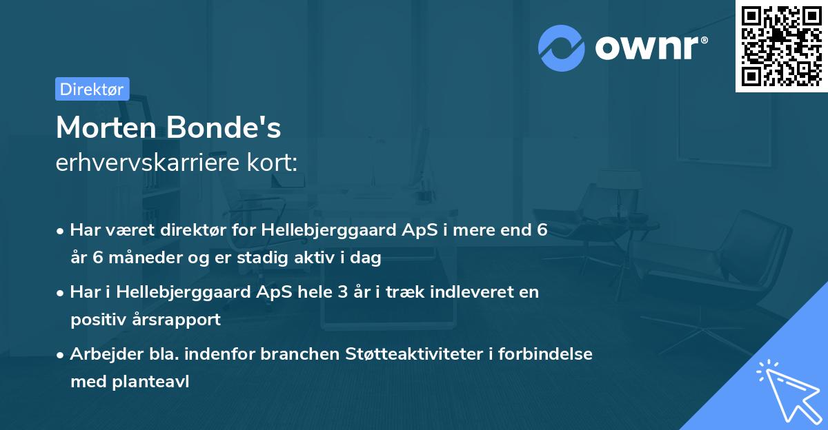 Morten Bonde's erhvervskarriere kort