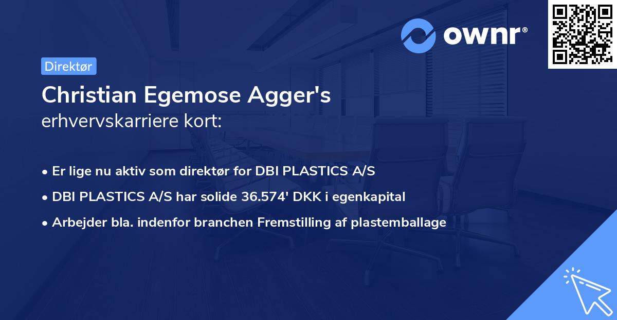 Christian Egemose Agger's erhvervskarriere kort