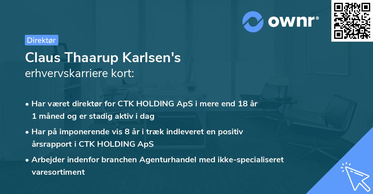 Claus Thaarup Karlsen's erhvervskarriere kort