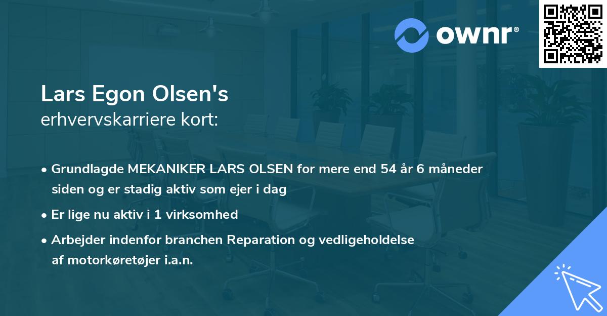 Lars Egon Olsen's erhvervskarriere kort