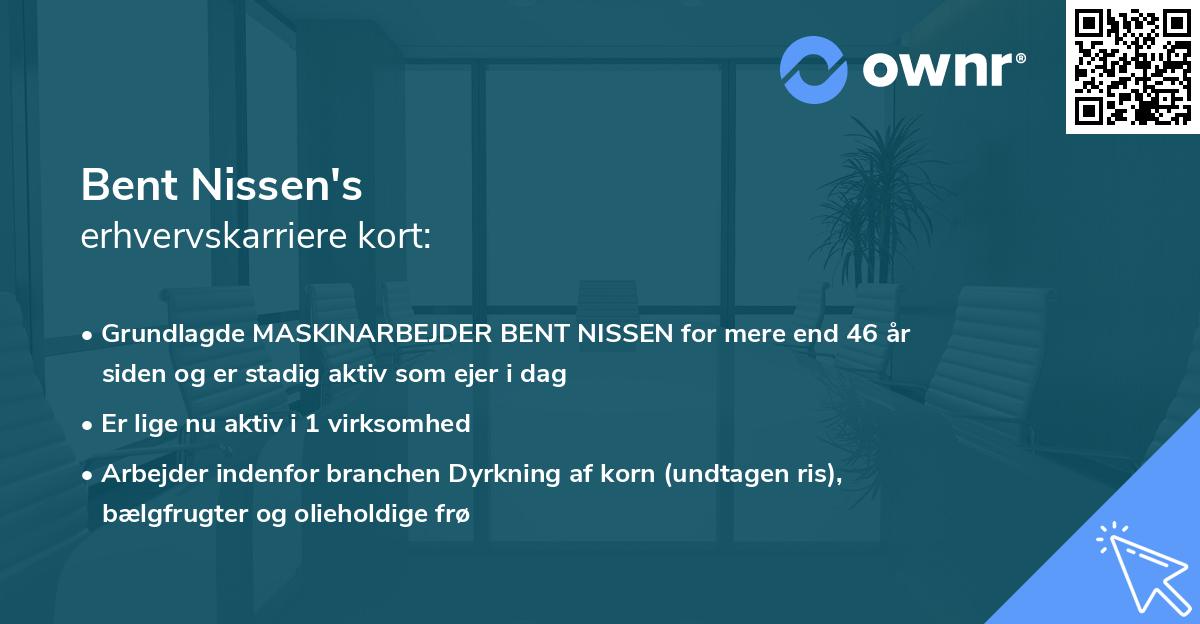 Bent Nissen's erhvervskarriere kort