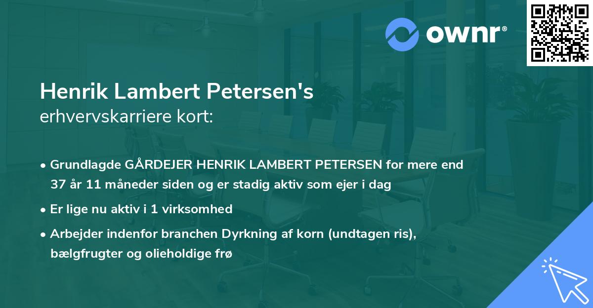 Henrik Lambert Petersen's erhvervskarriere kort