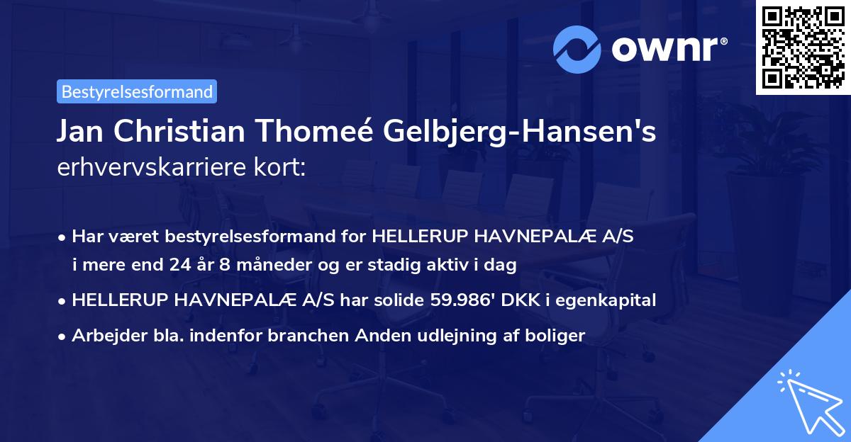 Jan Christian Thomeé Gelbjerg-Hansen's erhvervskarriere kort