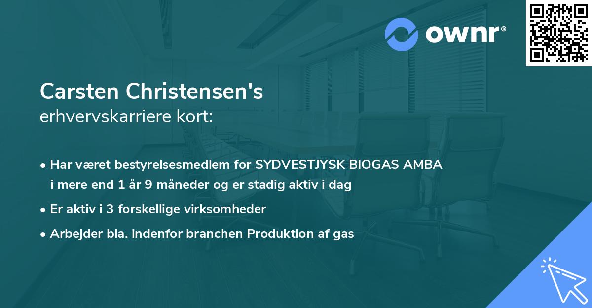 Carsten Christensen's erhvervskarriere kort