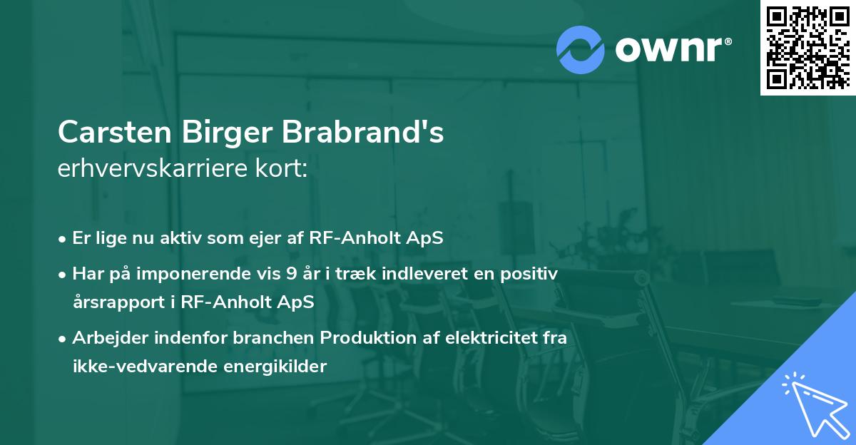 Carsten Birger Brabrand's erhvervskarriere kort