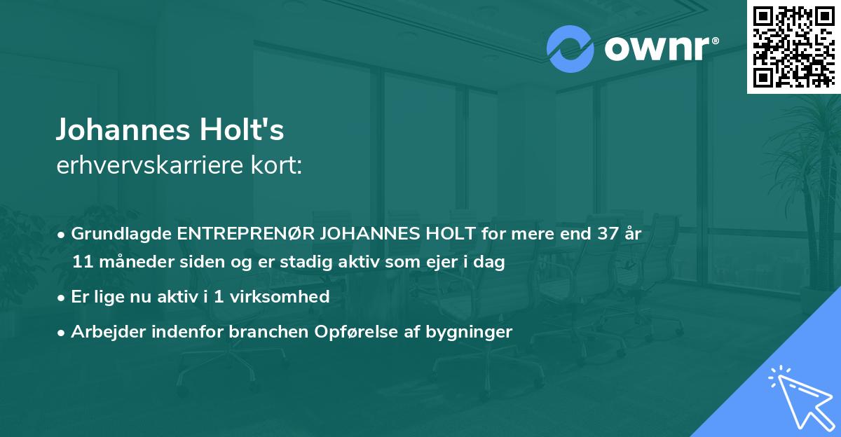 Johannes Holt's erhvervskarriere kort