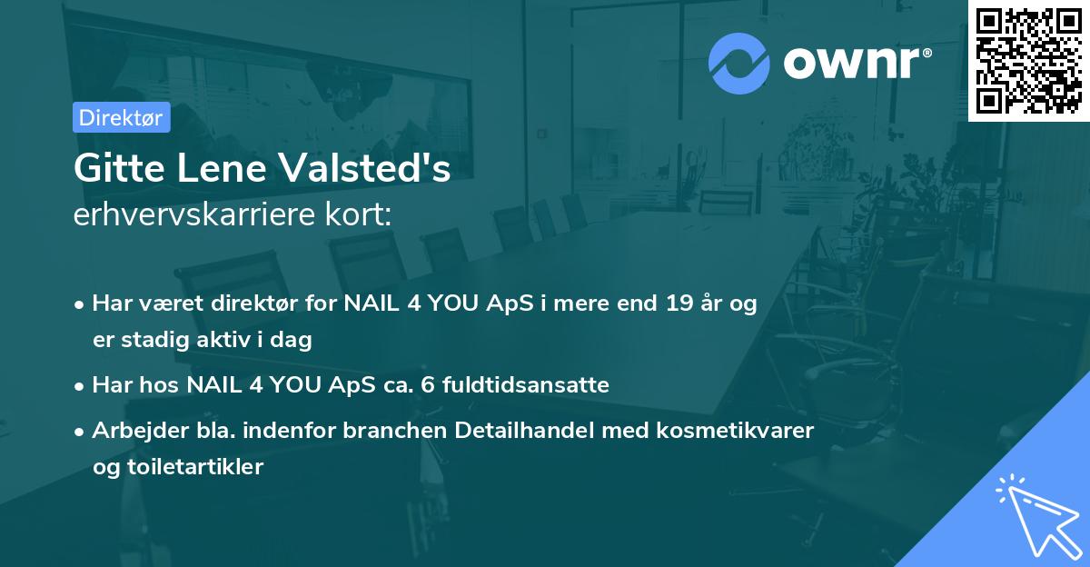 Gitte Lene Valsted's erhvervskarriere kort