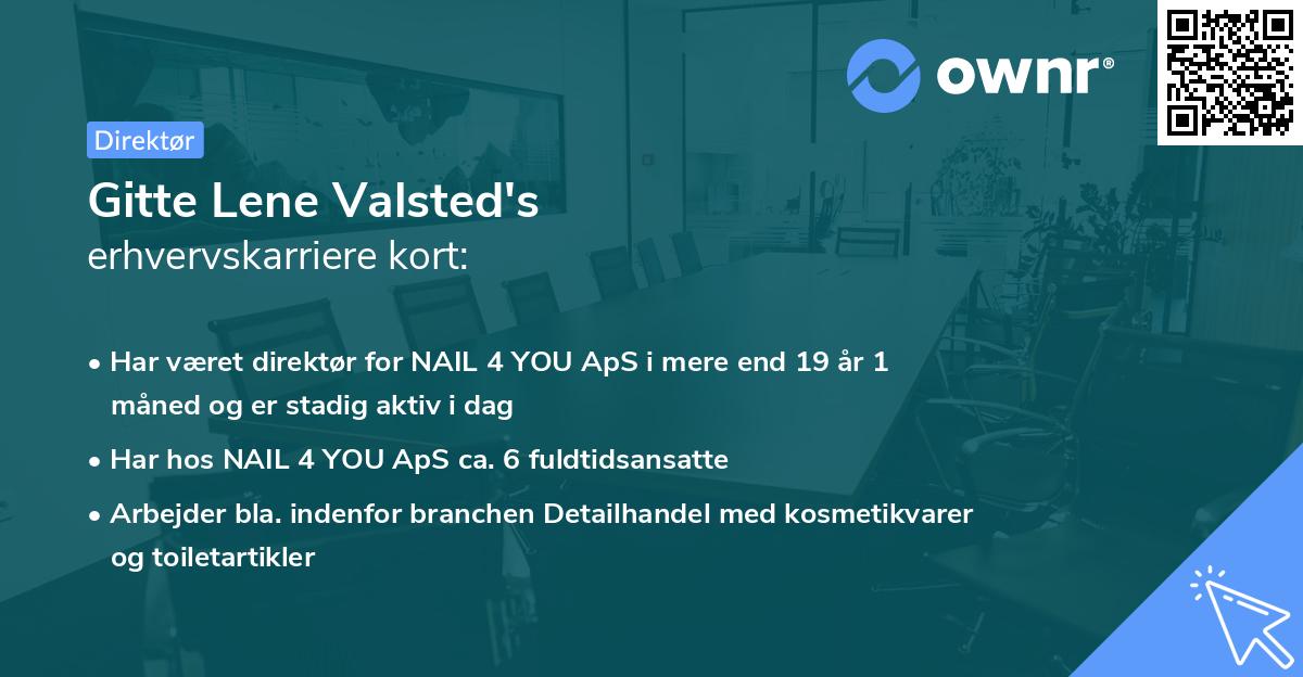 Gitte Lene Valsted's erhvervskarriere kort