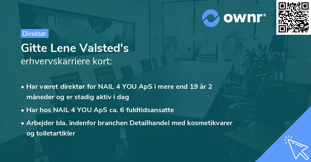 Gitte Lene Valsted's erhvervskarriere kort
