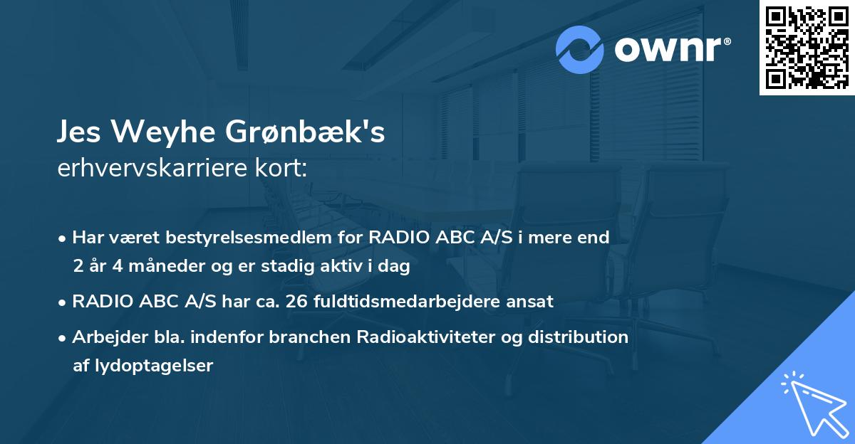 Jes Weyhe Grønbæk's erhvervskarriere kort