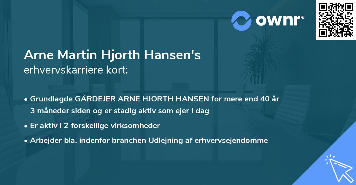 Arne Martin Hjorth Hansen's erhvervskarriere kort