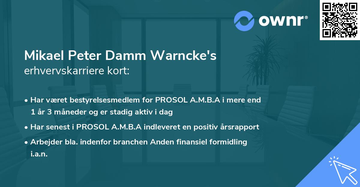 Mikael Peter Damm Warncke's erhvervskarriere kort