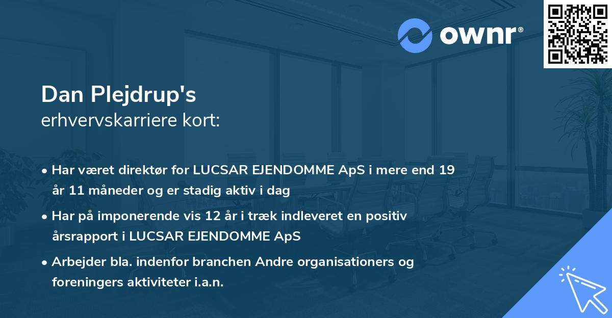Dan Plejdrup's erhvervskarriere kort