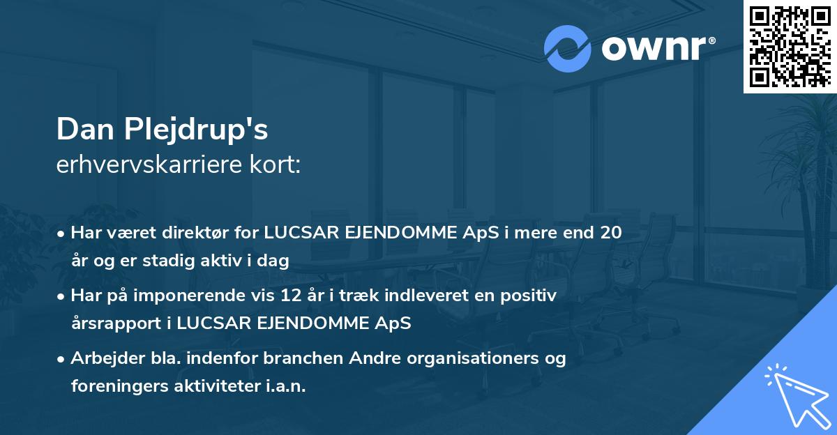 Dan Plejdrup's erhvervskarriere kort