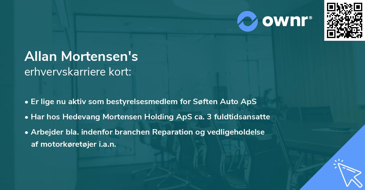 Allan Mortensen's erhvervskarriere kort