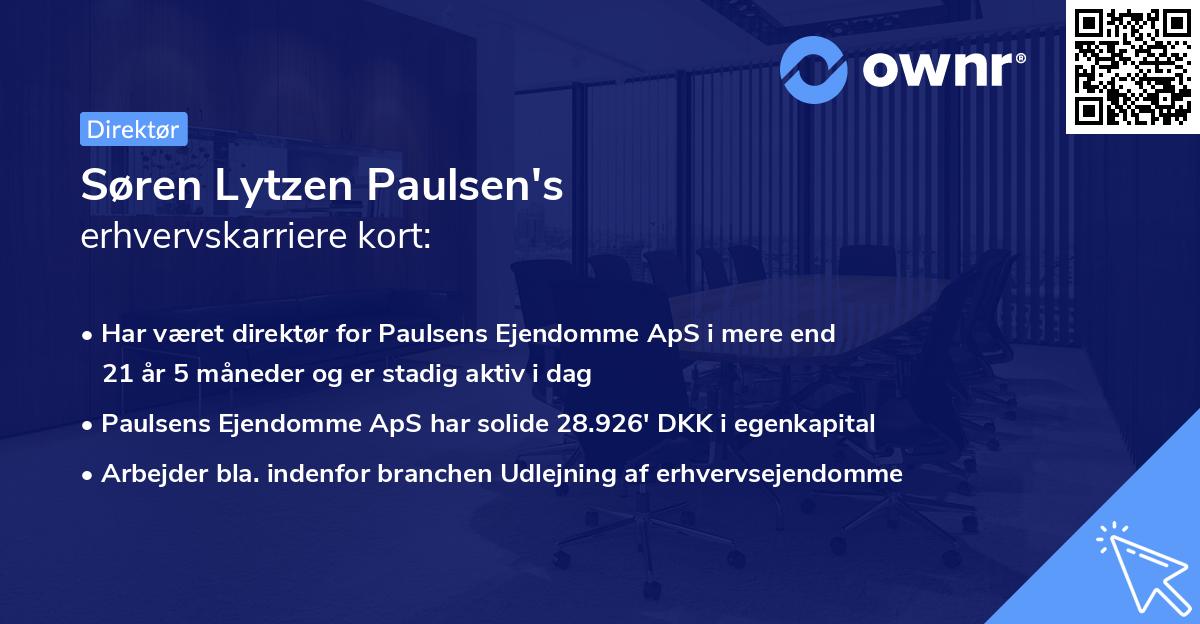 Søren Lytzen Paulsen's erhvervskarriere kort