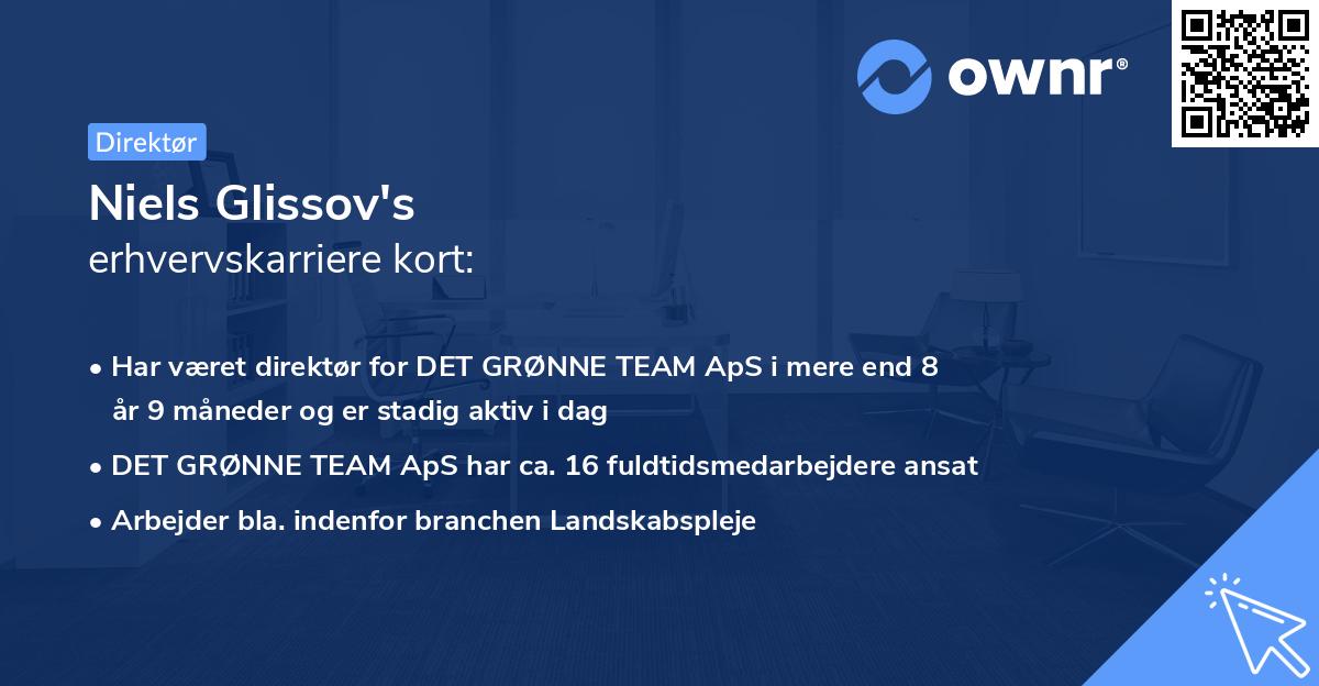 Niels Glissov's erhvervskarriere kort