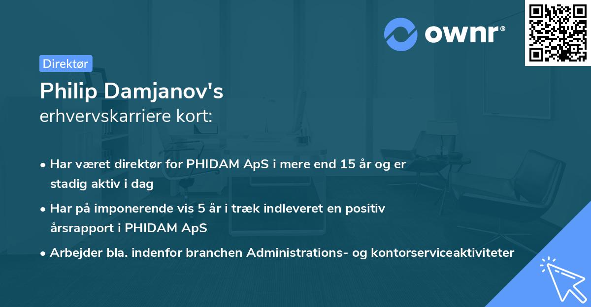 Philip Damjanov's erhvervskarriere kort