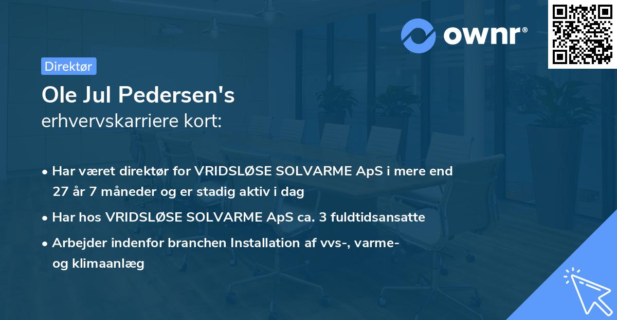Ole Jul Pedersen's erhvervskarriere kort