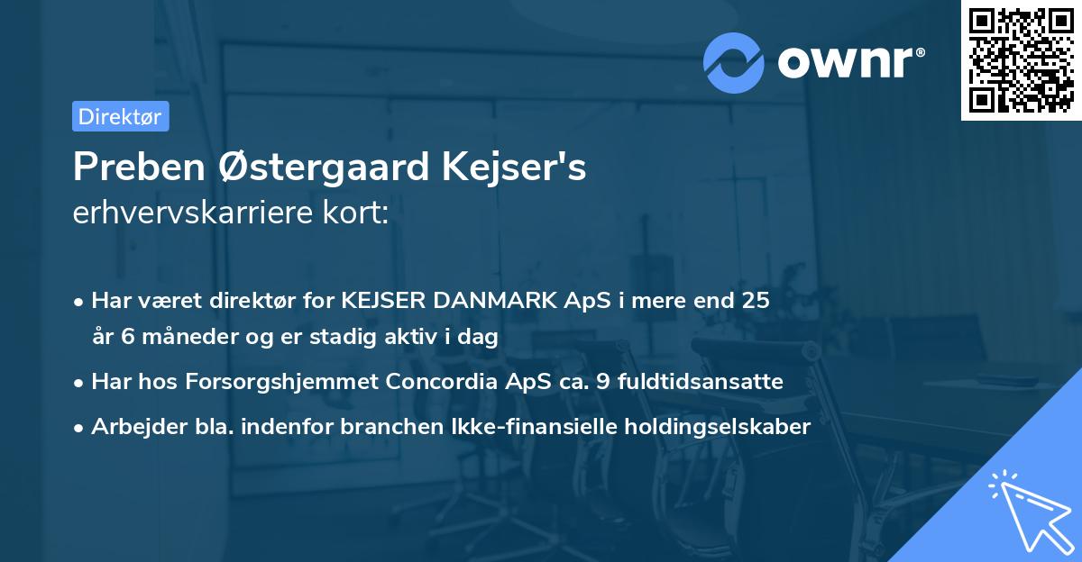 Preben Østergaard Kejser's erhvervskarriere kort