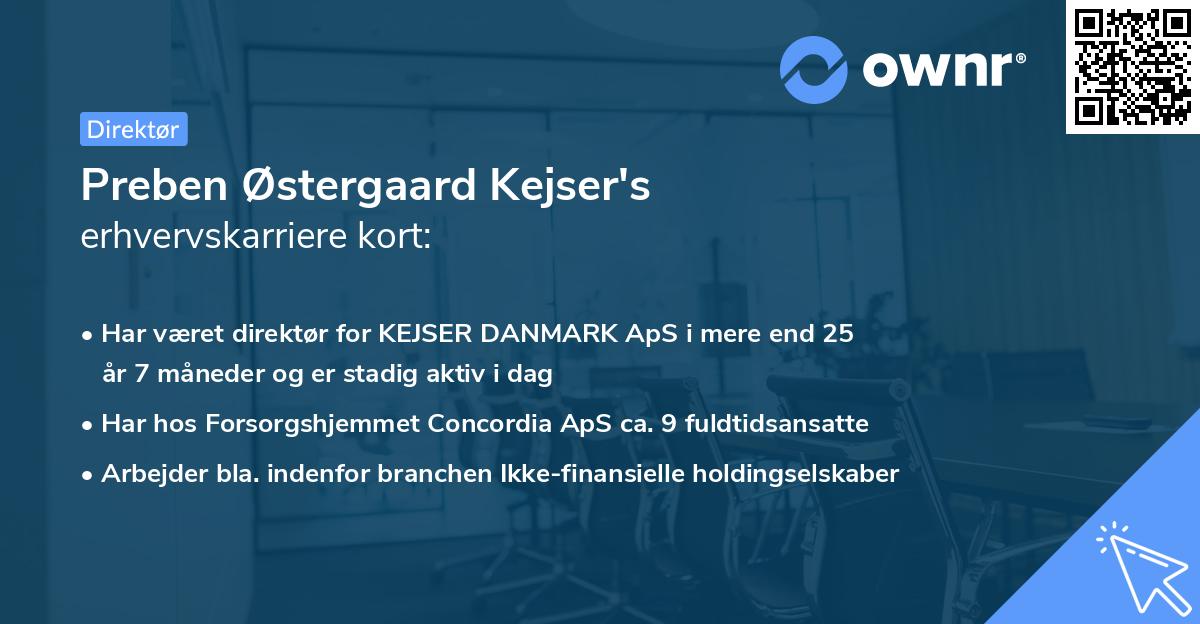 Preben Østergaard Kejser's erhvervskarriere kort