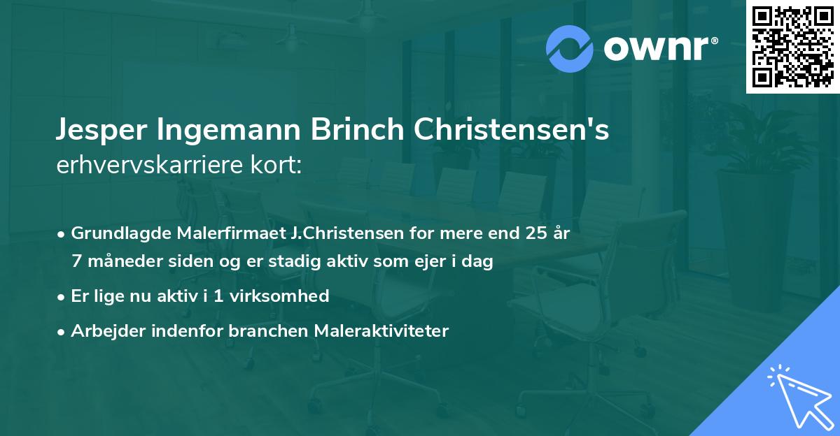 Jesper Ingemann Brinch Christensen's erhvervskarriere kort