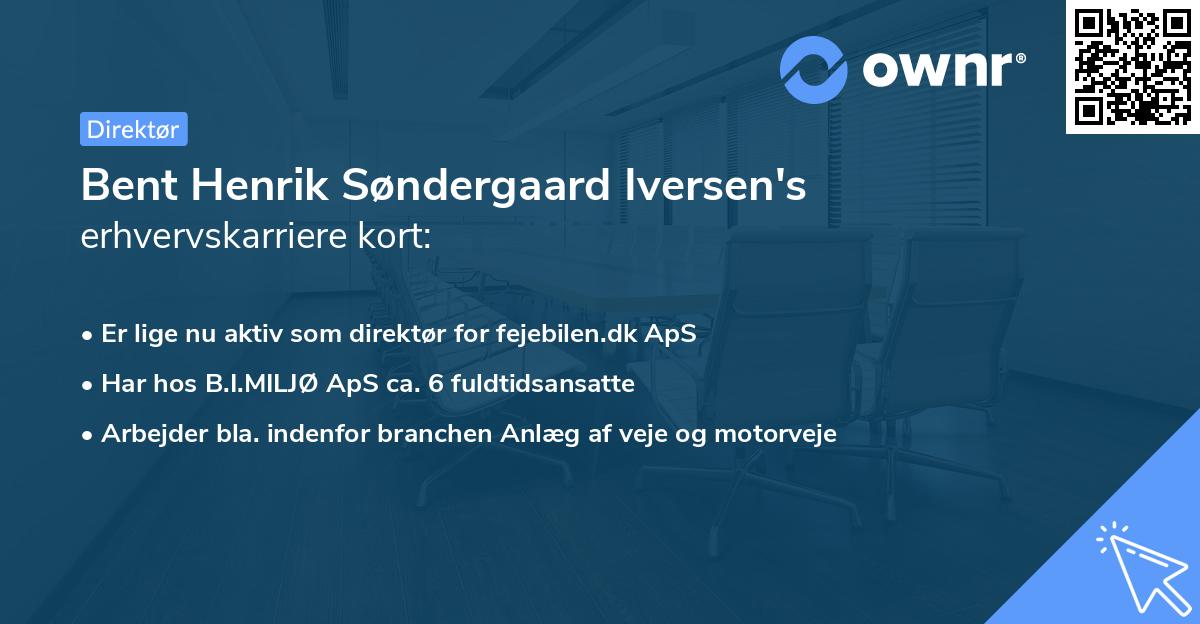 Bent Henrik Søndergaard Iversen's erhvervskarriere kort