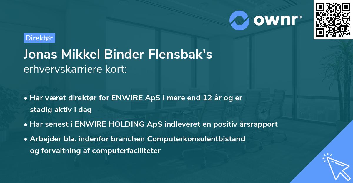 Jonas Mikkel Binder Flensbak's erhvervskarriere kort