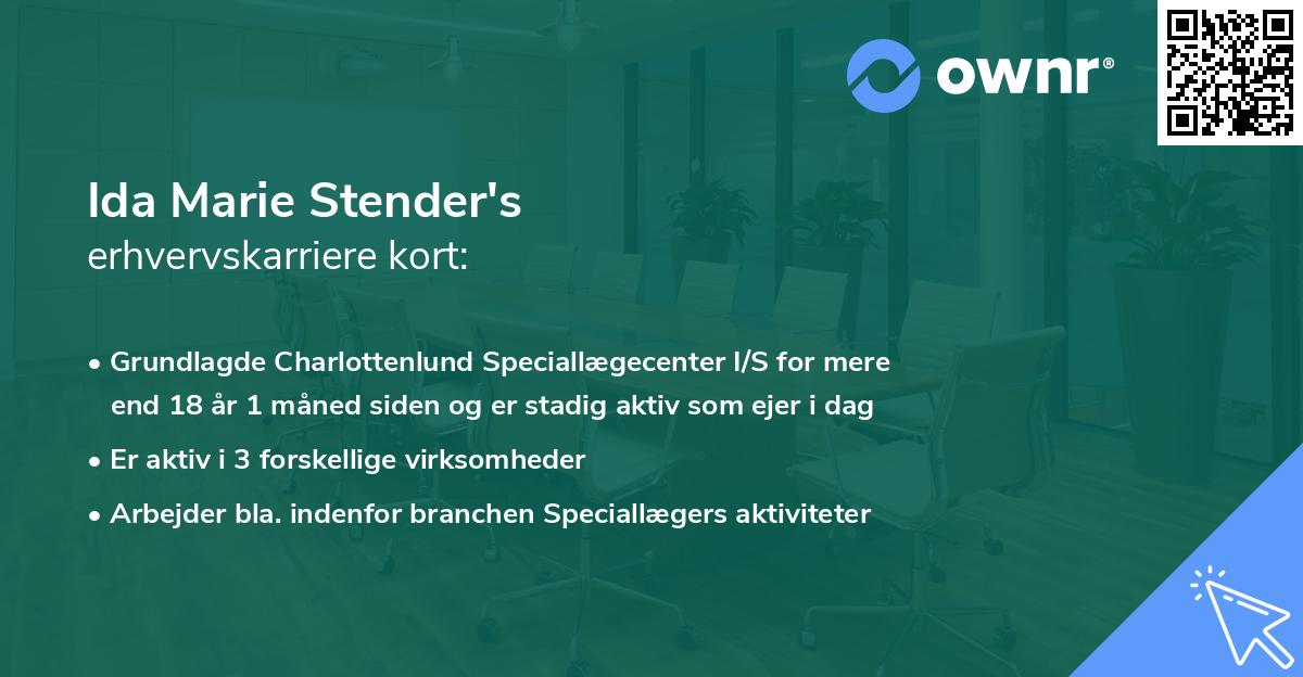 Ida Marie Stender's erhvervskarriere kort