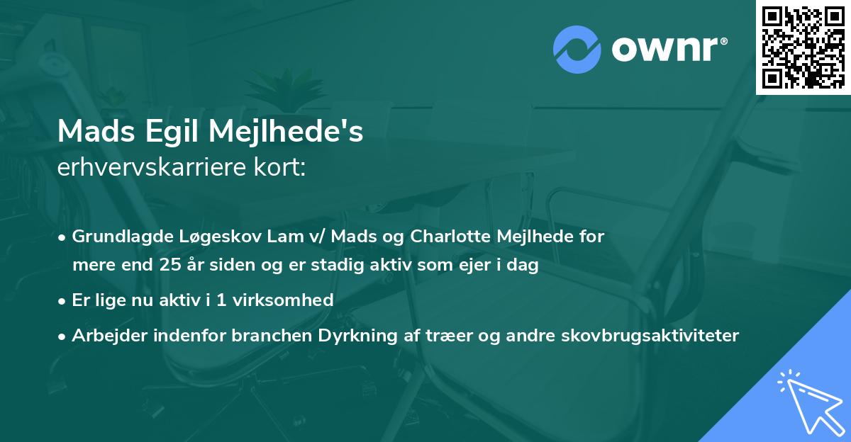 Mads Egil Mejlhede's erhvervskarriere kort