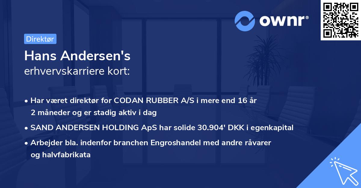 Hans Andersen's erhvervskarriere kort