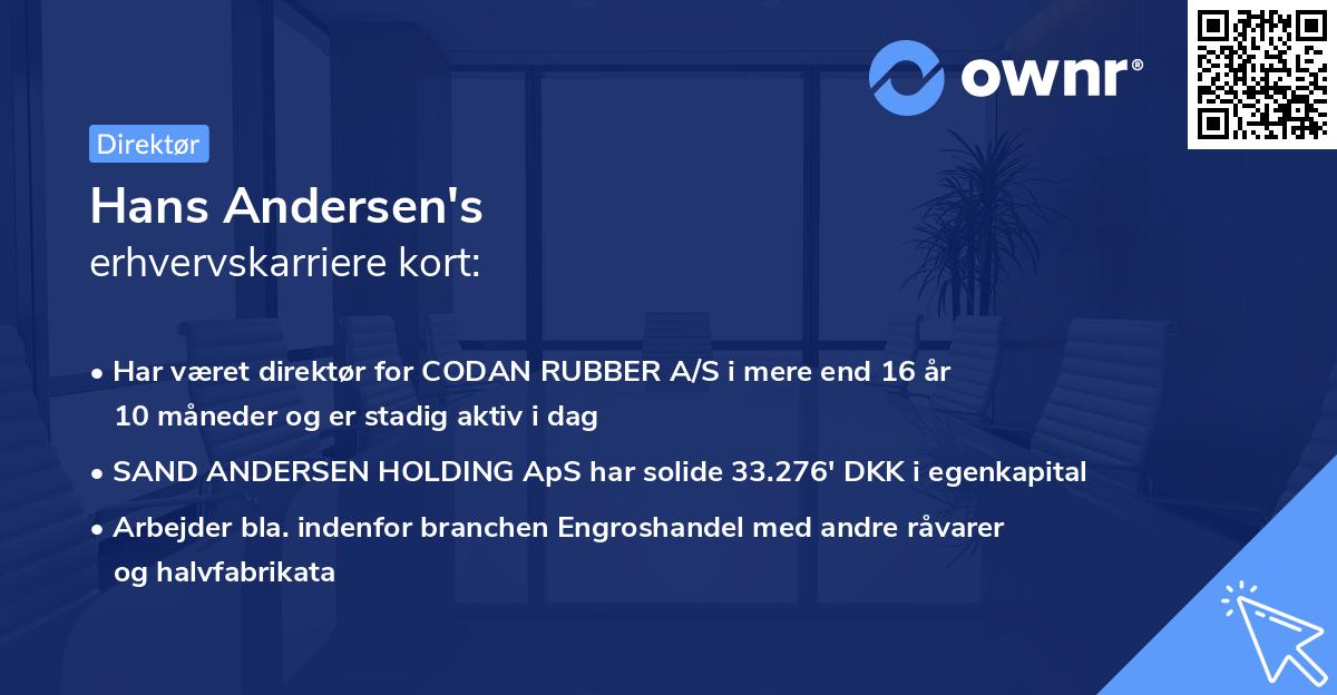 Hans Andersen's erhvervskarriere kort