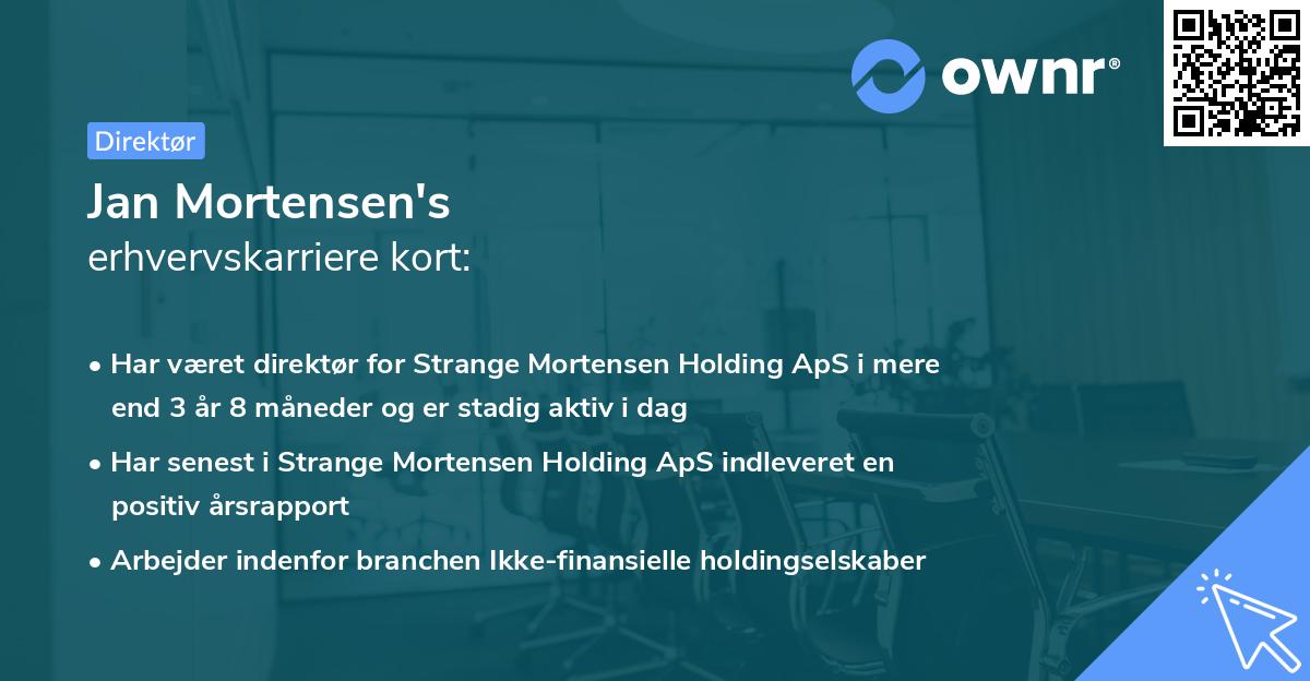 Jan Mortensen's erhvervskarriere kort