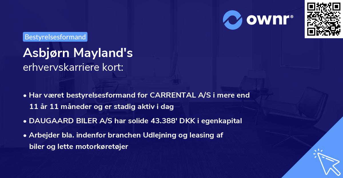 Asbjørn Mayland's erhvervskarriere kort