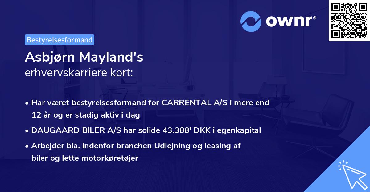 Asbjørn Mayland's erhvervskarriere kort