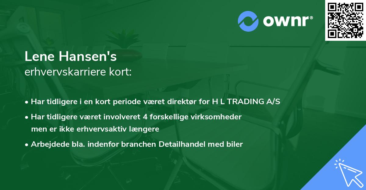 Lene Hansen's erhvervskarriere kort