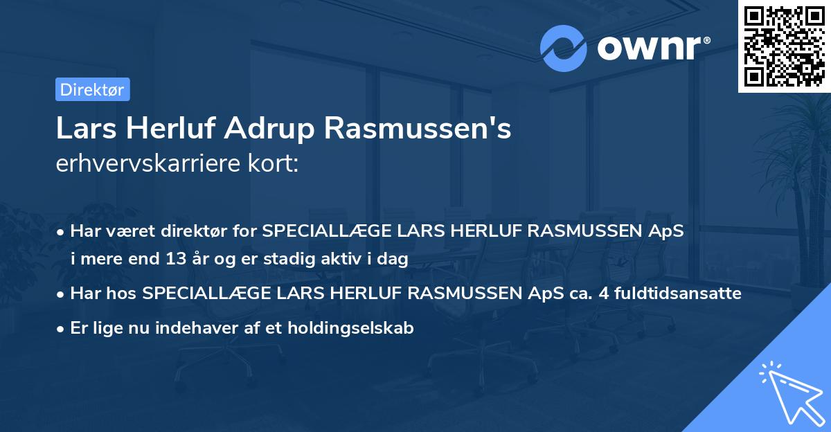 Lars Herluf Adrup Rasmussen's erhvervskarriere kort