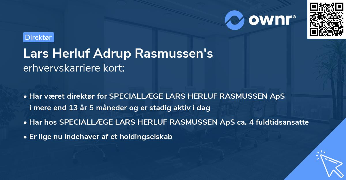 Lars Herluf Adrup Rasmussen's erhvervskarriere kort