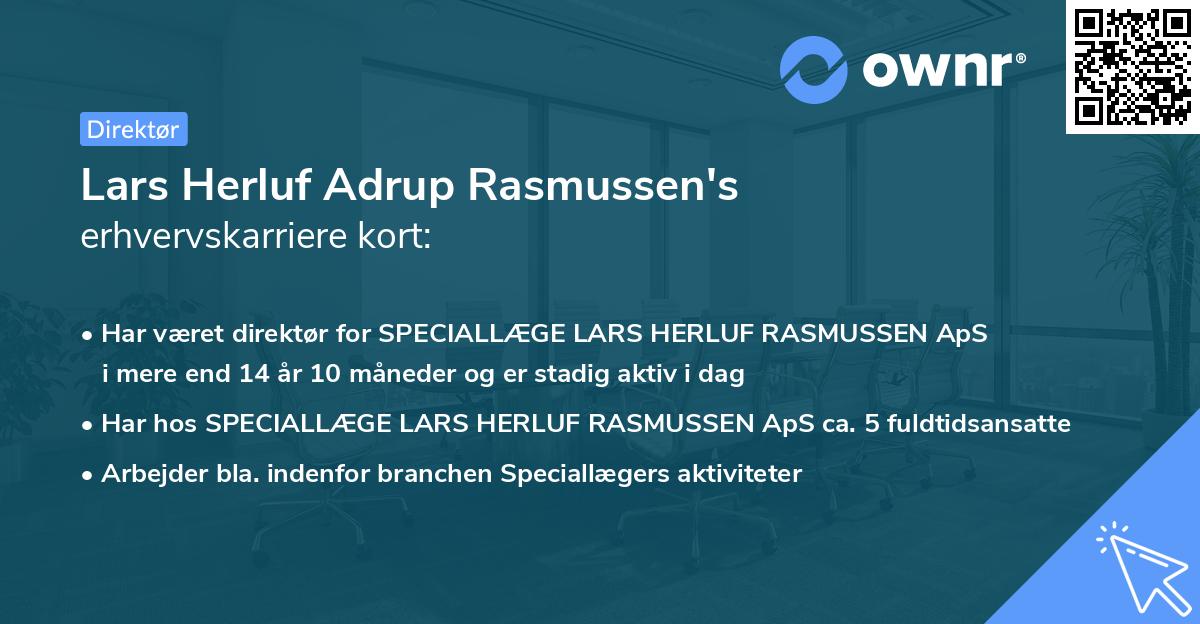 Lars Herluf Adrup Rasmussen's erhvervskarriere kort